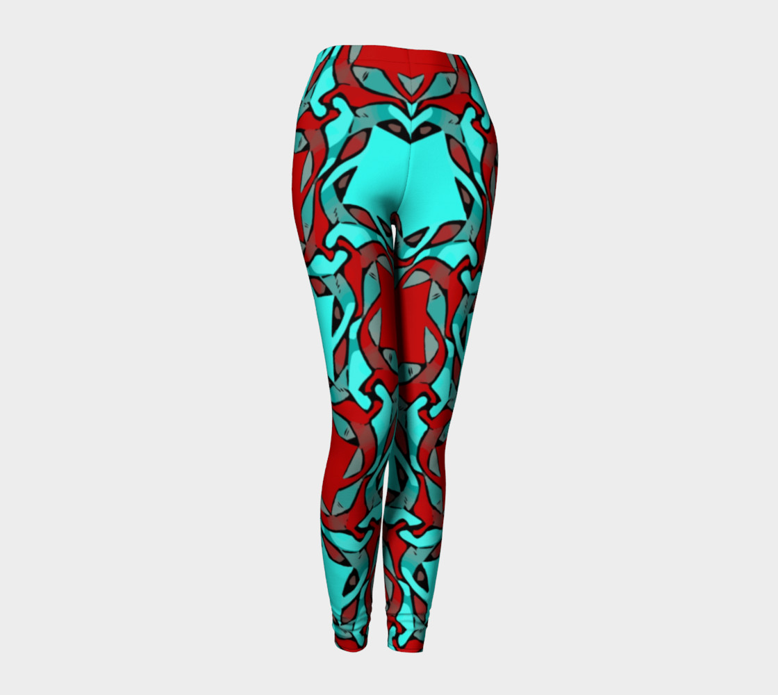 Red Turquoise Geometric All Over Print leggings preview #1