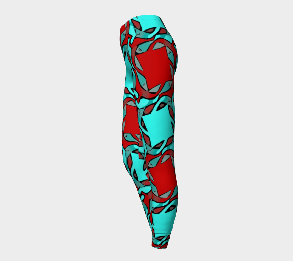 Red Turquoise Geometric All Over Print leggings preview #3