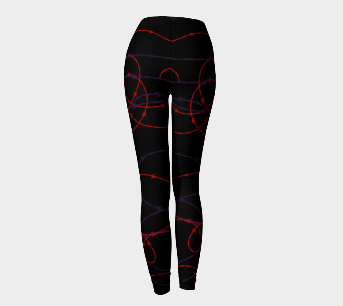 Gothic Barbed Wire Print Leggings by Tabz Jones preview #4