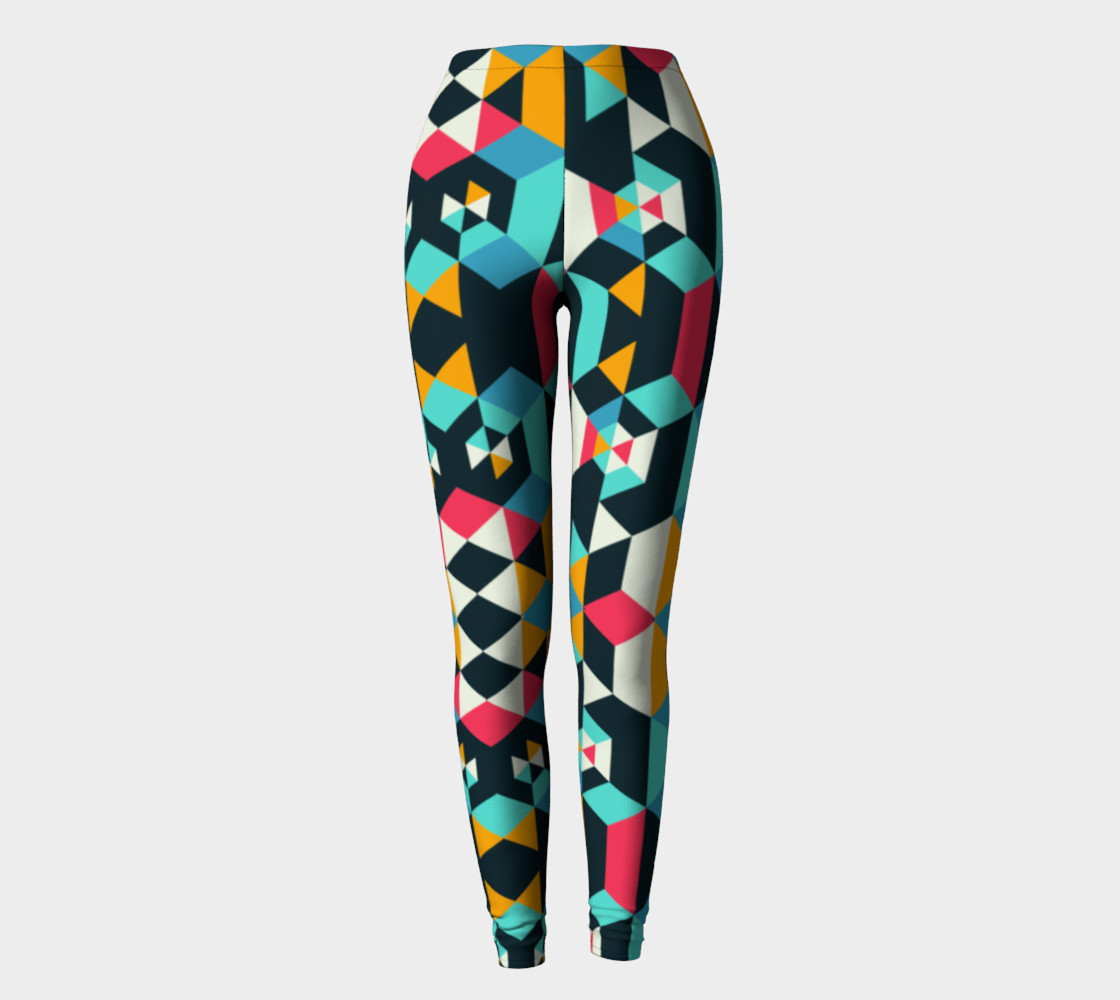 Modern Colorful Geometric Leggings preview #2
