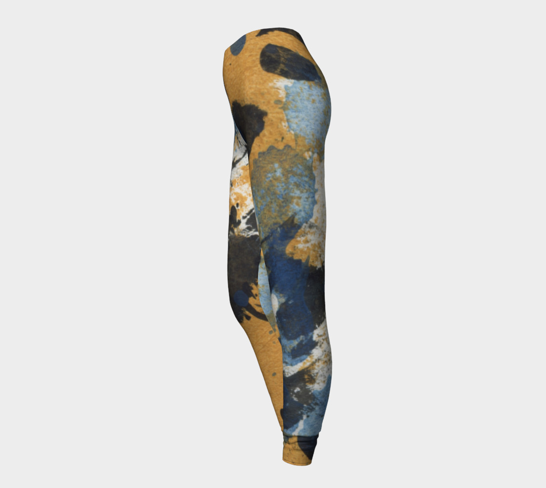 ocher and blue abstract leggings preview #3