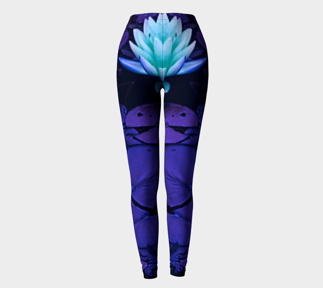 Lotus Flower Purple Turquoise Leggings preview #2