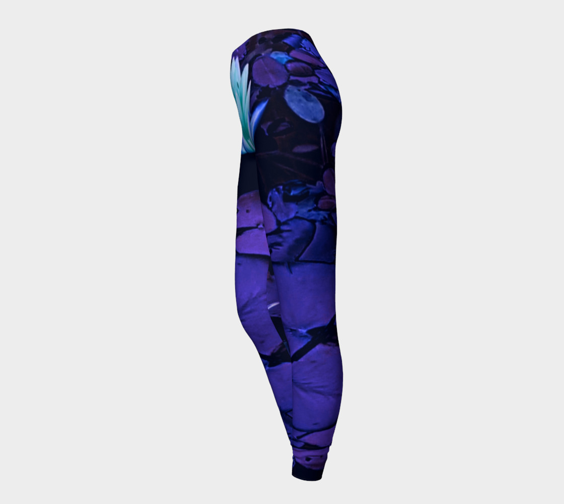 Lotus Flower Purple Turquoise Leggings preview #3