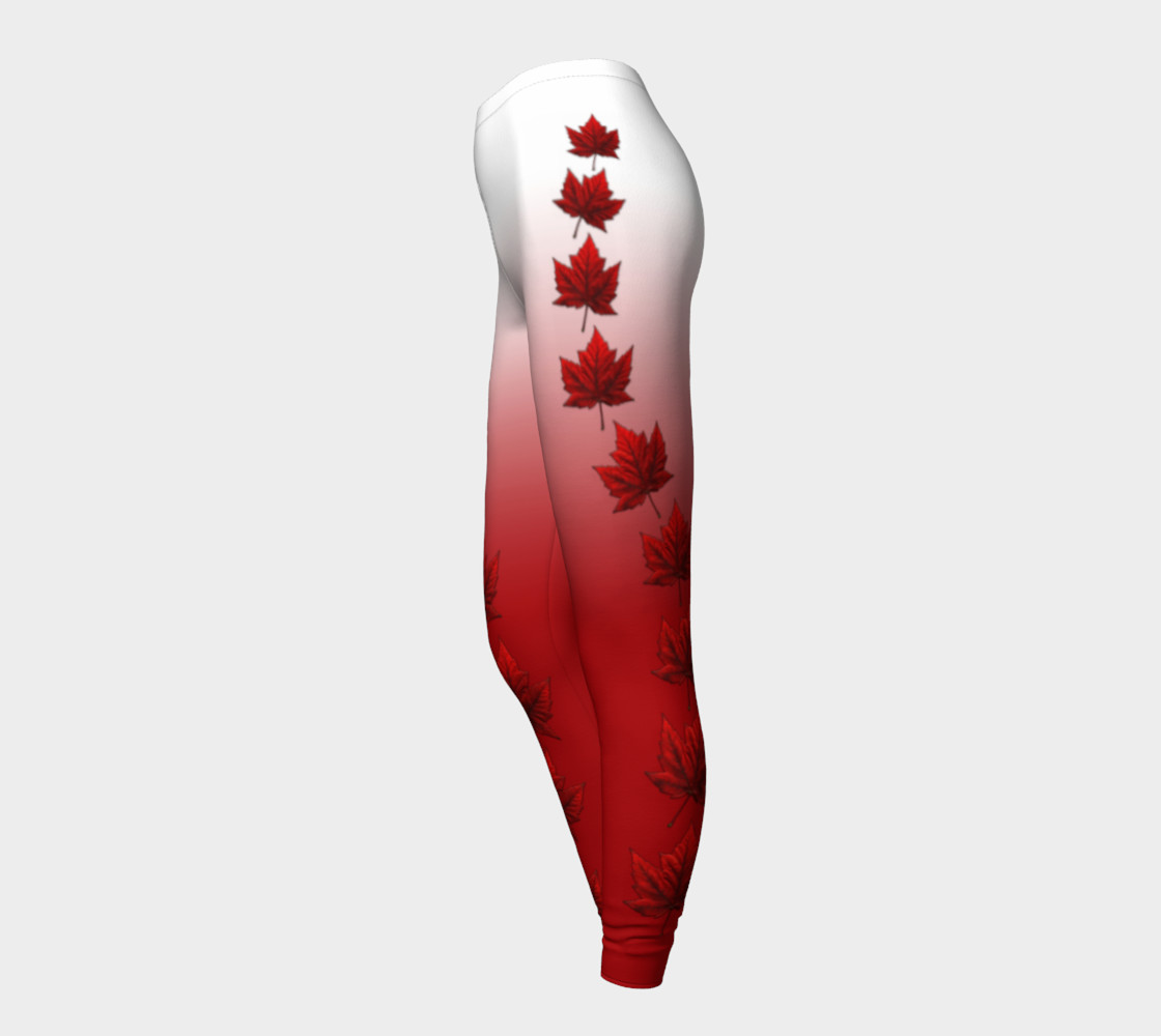 Canada Leggings Red and White Canada Maple Leaf Leggings preview #3