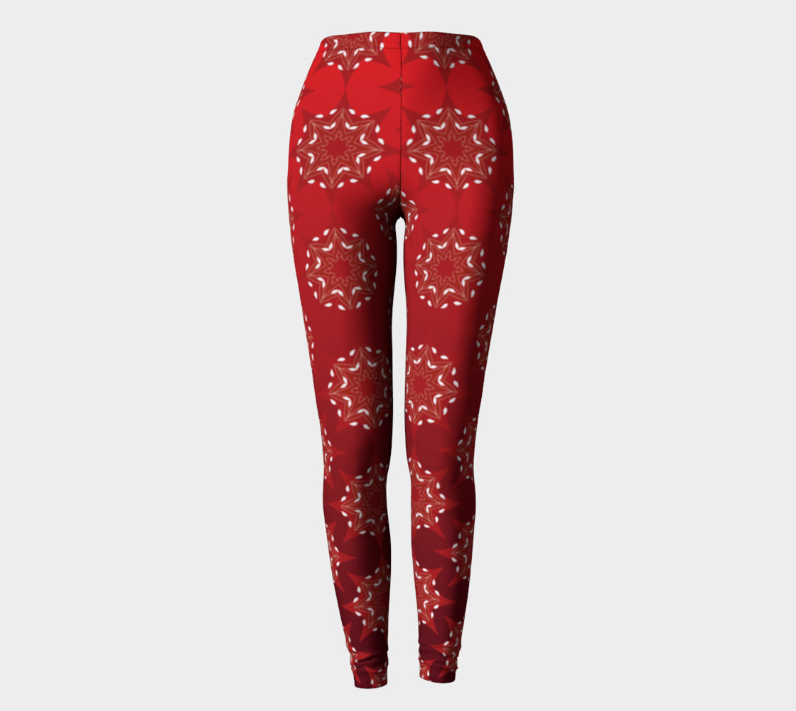 Mandala Red Star Pattern Leggings preview #2