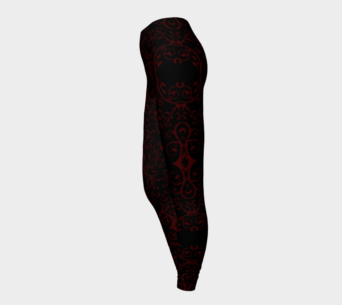 Dark Red Damask Goth Leggings preview #3
