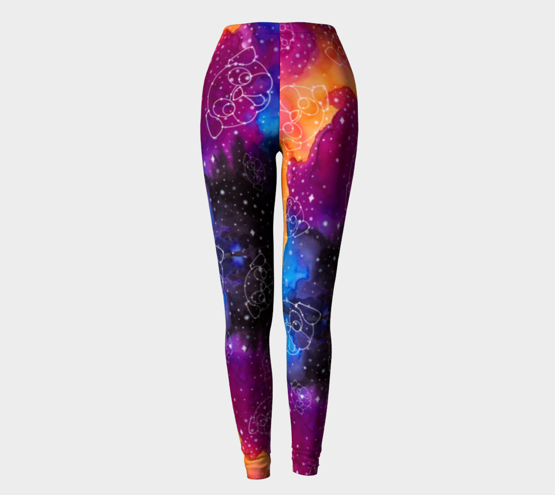 Aperçu de Pug Constellations Pink Purple Orange Leggings #2