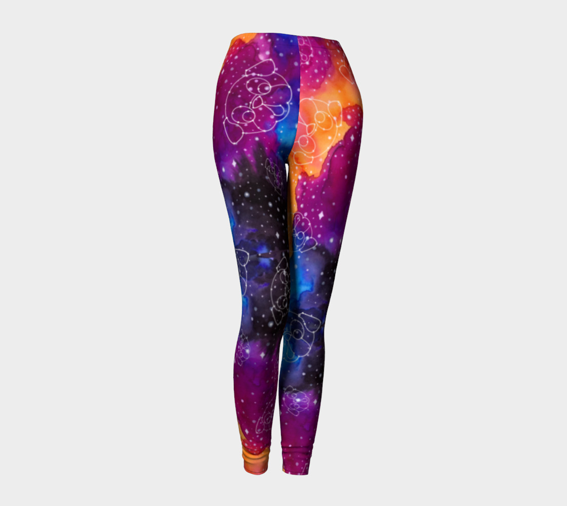 Aperçu de Pug Constellations Pink Purple Orange Leggings #1