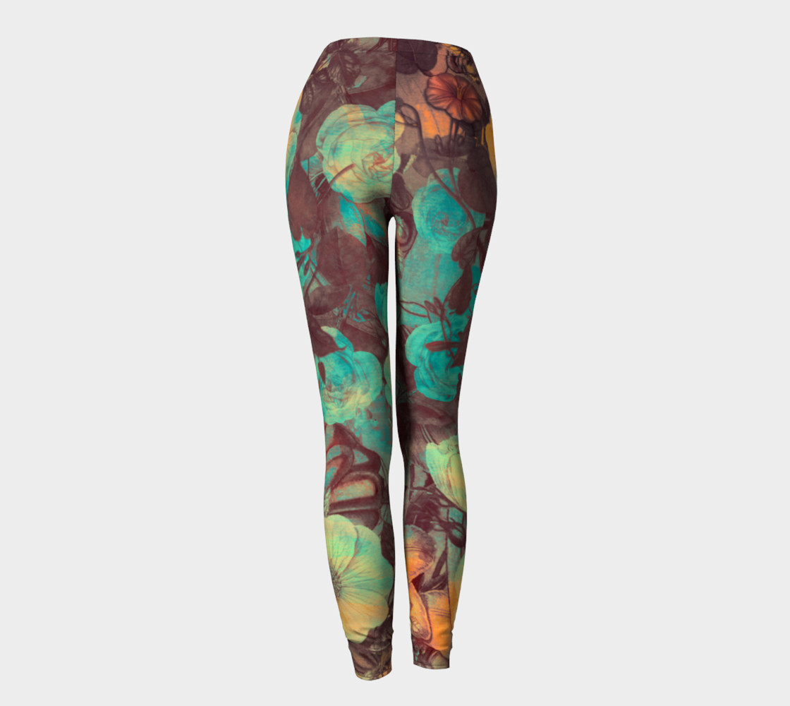 leggings green yellow flowers preview #4