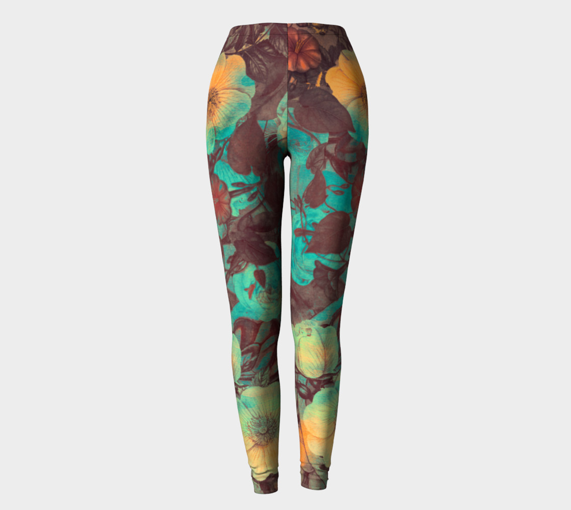 leggings green yellow flowers preview #2