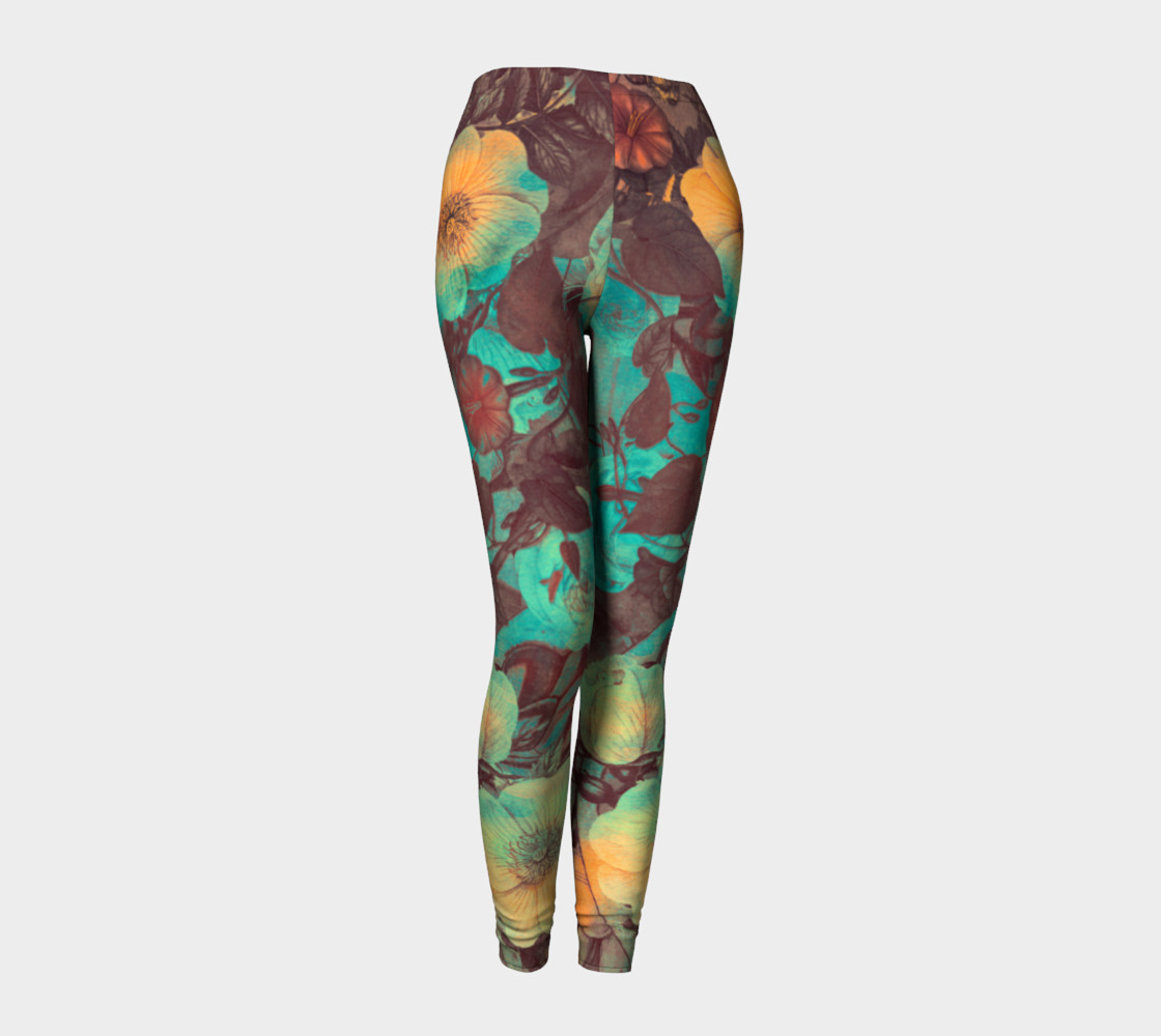 leggings green yellow flowers preview #1