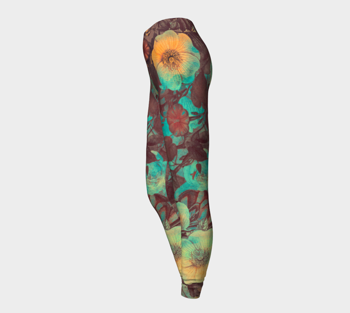 leggings green yellow flowers preview #3