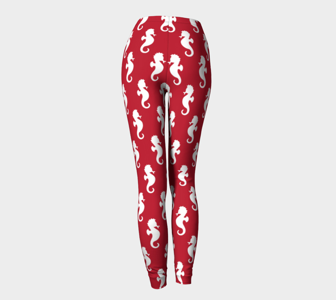 Seahorses - White Seahorses on Red Background preview #4