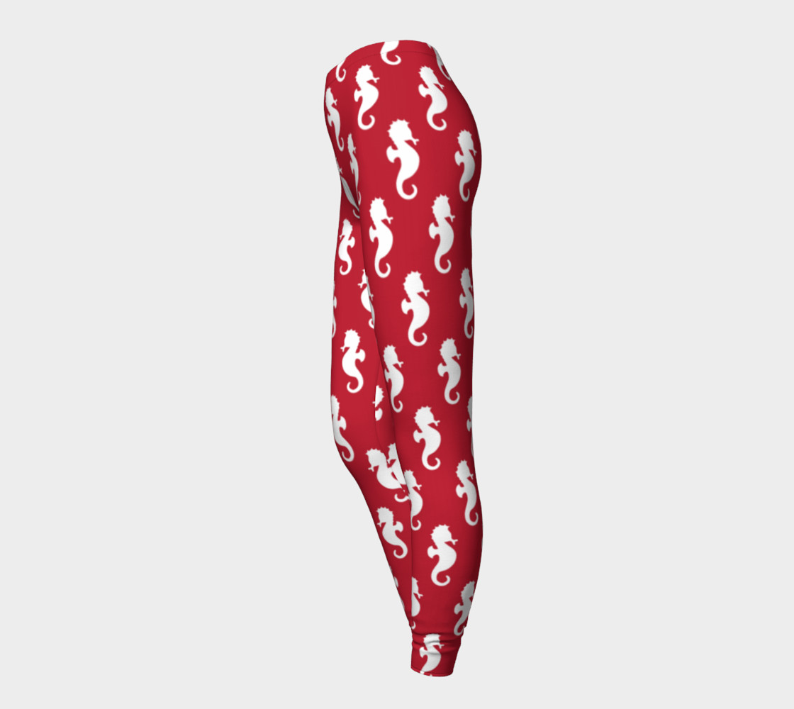Seahorses - White Seahorses on Red Background preview #3
