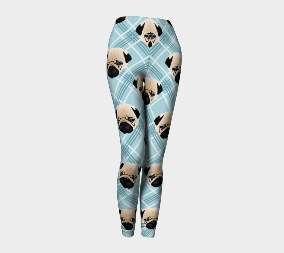 Pug Faces on Plaid preview #1
