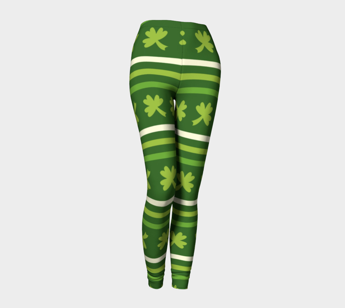 St. Patrick's Day Clover and Stripes, Leggings by Pugmom4 Shop Art