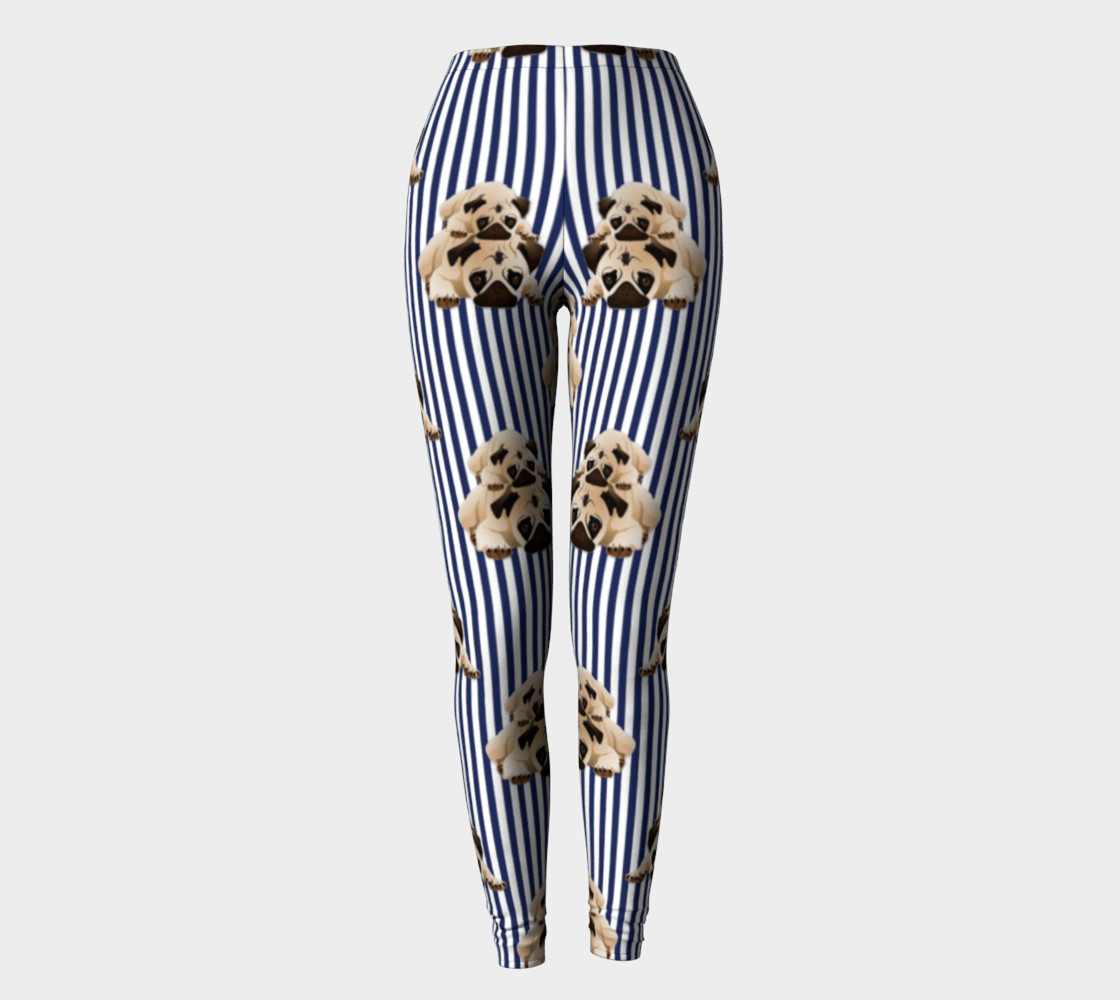 Pugs on Dark Blue Stripes preview #2
