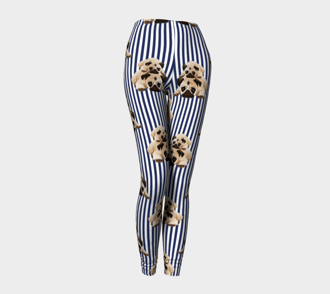 Pugs on Dark Blue Stripes preview #1