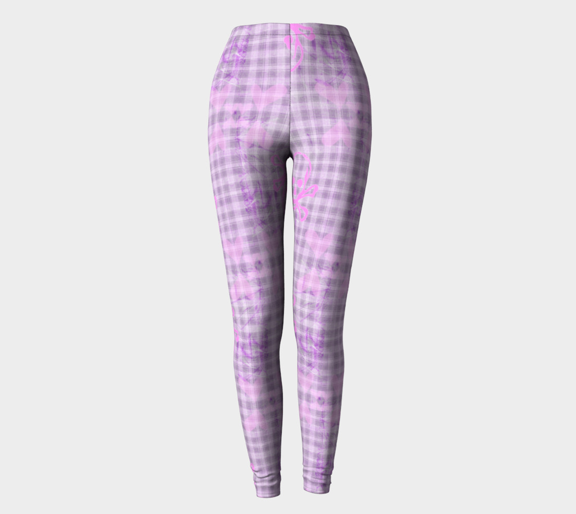 Pastel Goth Skull Plaid Leggings preview #2