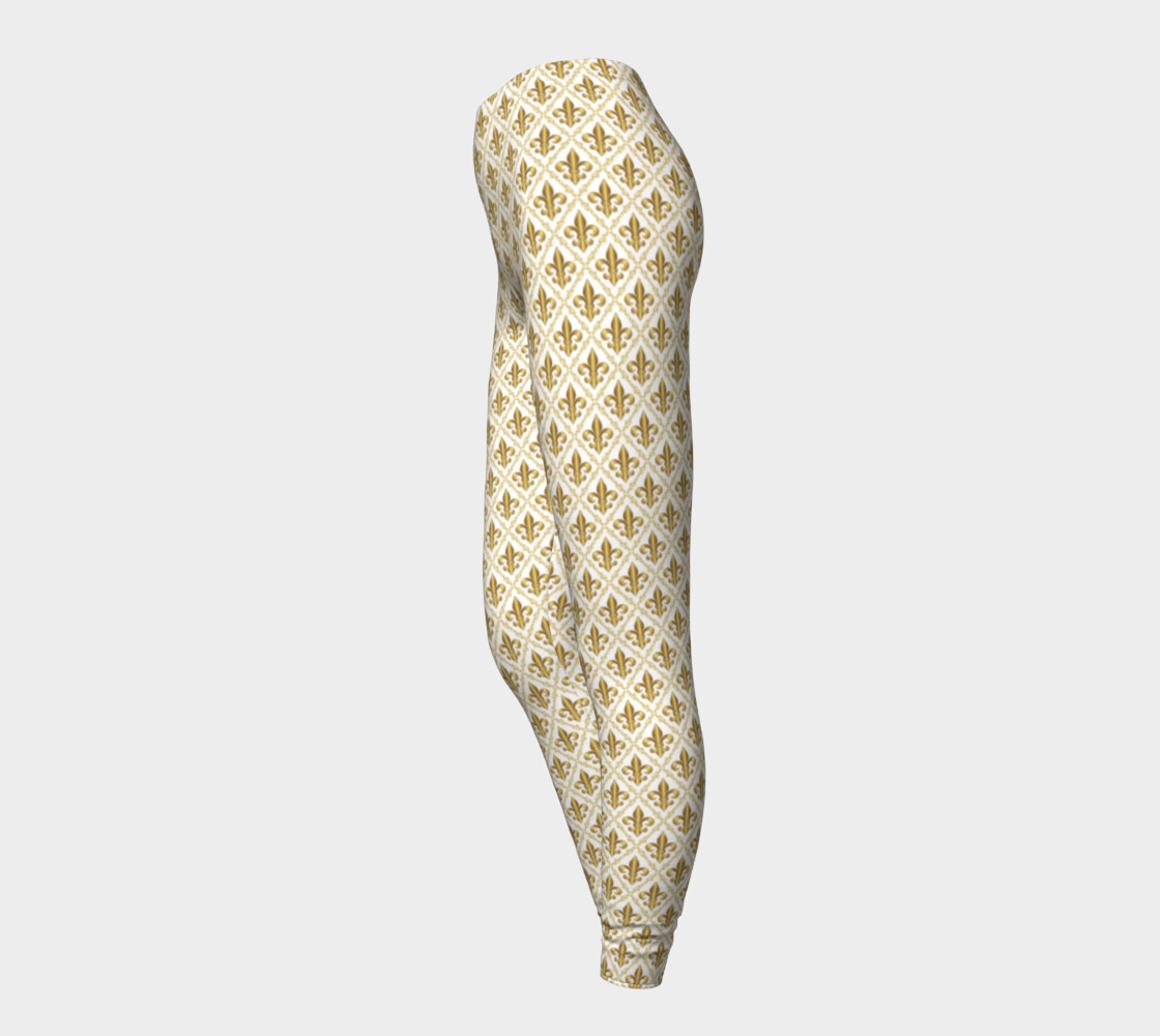 Gold Fleur-de-Lis Symbols Pattern on White preview #3