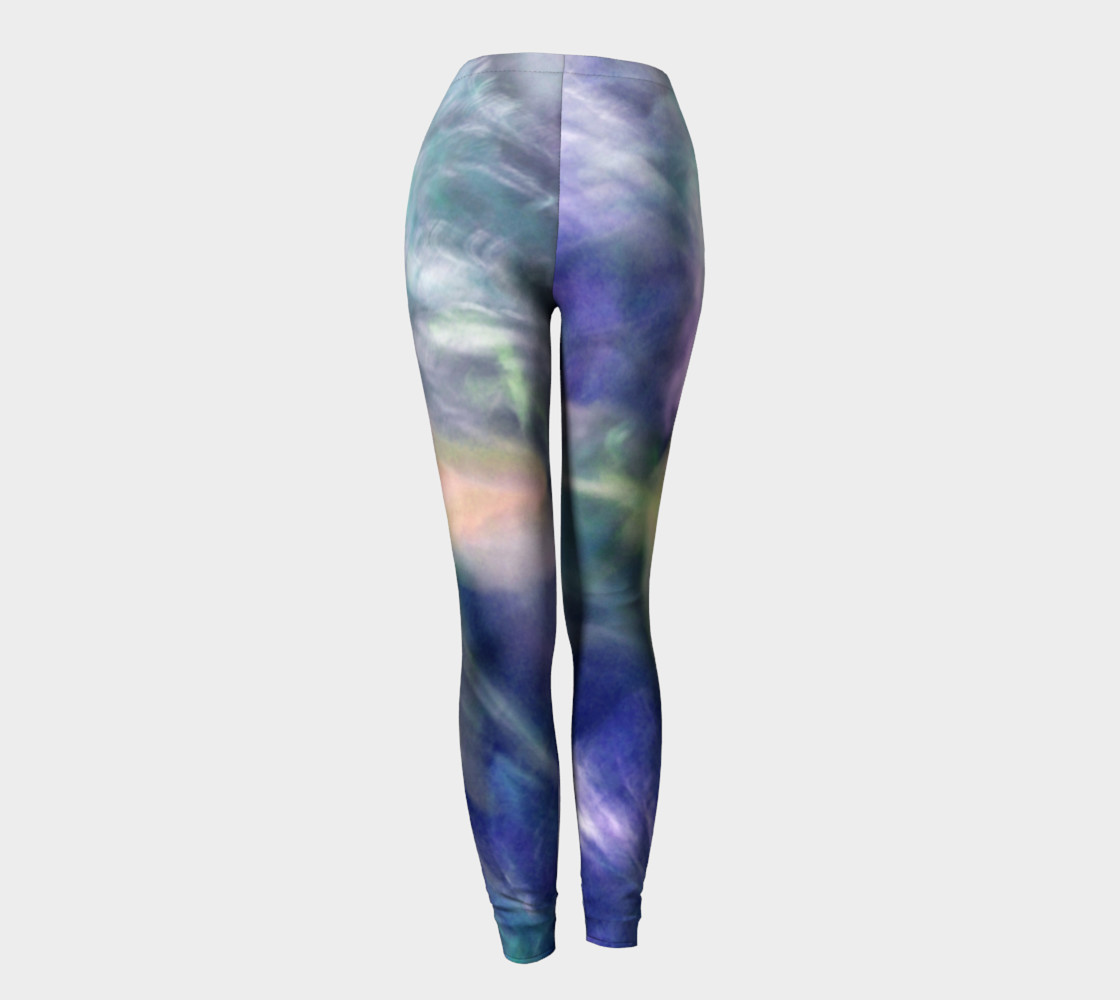 Falling Petal Abstract - PURPLE YELLOW GREEN A Leggings by Heather J Kirk preview #4