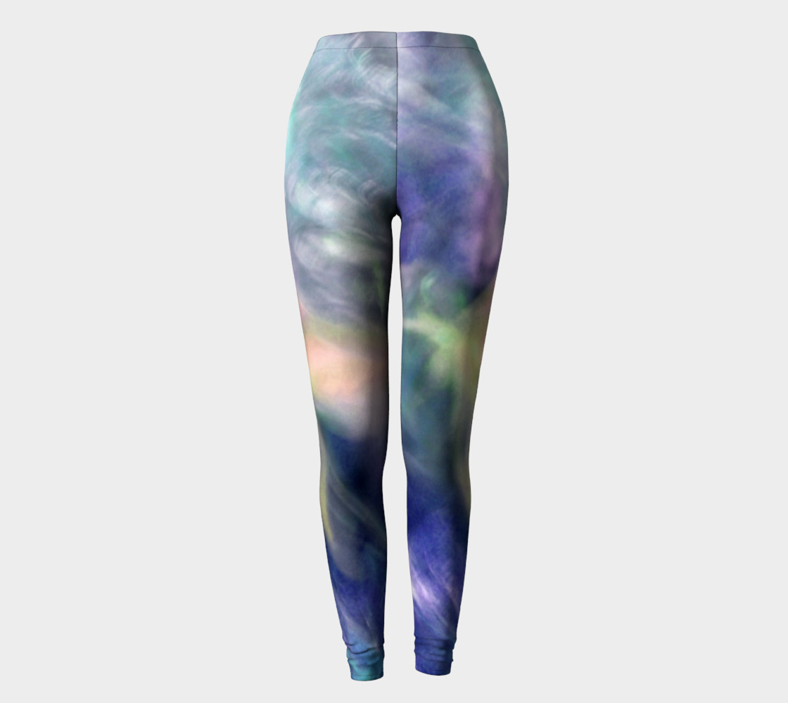 Falling Petal Abstract - PURPLE YELLOW GREEN A Leggings by Heather J Kirk preview #2