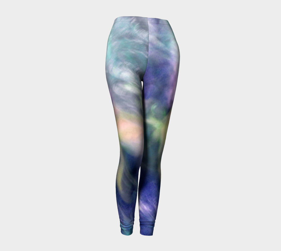 Falling Petal Abstract - PURPLE YELLOW GREEN A Leggings by Heather J Kirk 3D preview