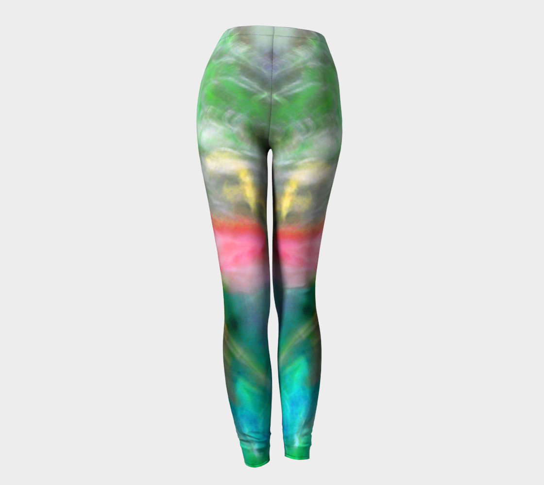 Falling Petal Abstract - Blue-Green- Pink A Leggings by Heather J Kirk preview #4