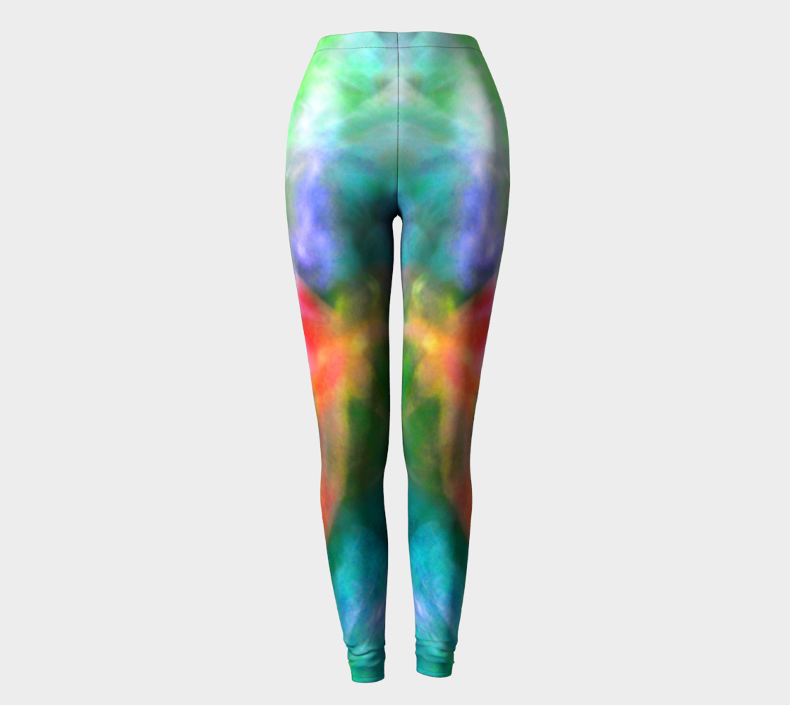Falling Petal Abstract - Blue-Green- Pink A Leggings by Heather J Kirk preview #2