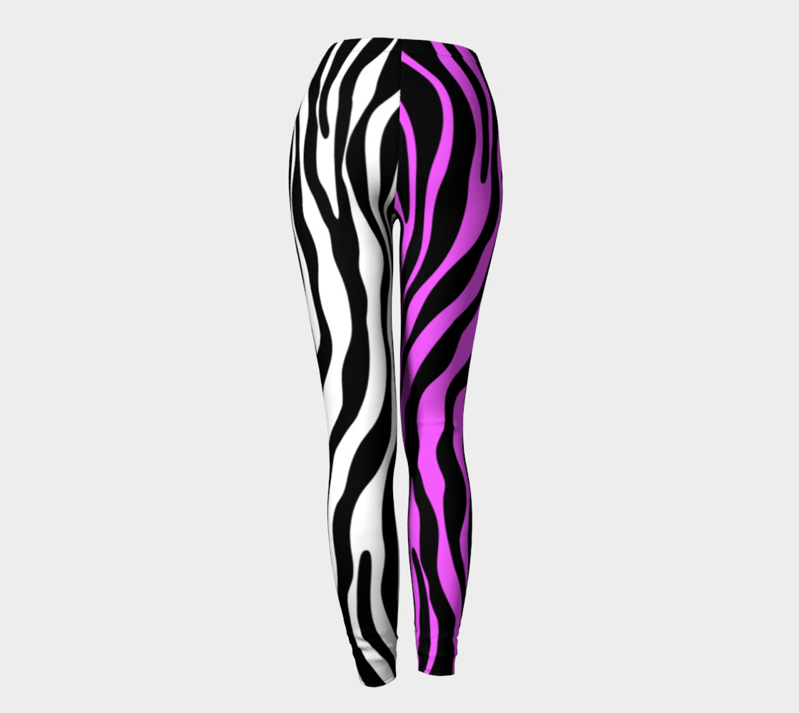 Zebra Stripes Pattern - Trend Colors Black Pink White leggings preview #4