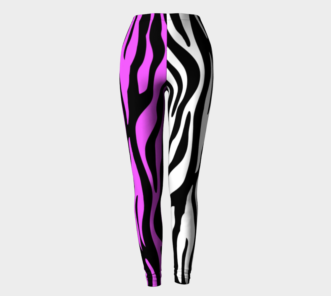 Zebra Stripes Pattern - Trend Colors Black Pink White leggings preview #2