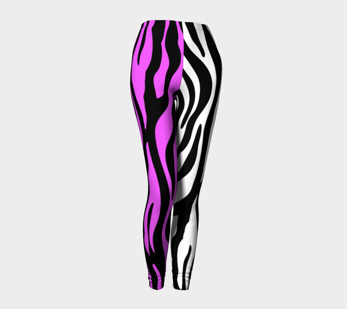 Zebra Stripes Pattern - Trend Colors Black Pink White leggings preview #1