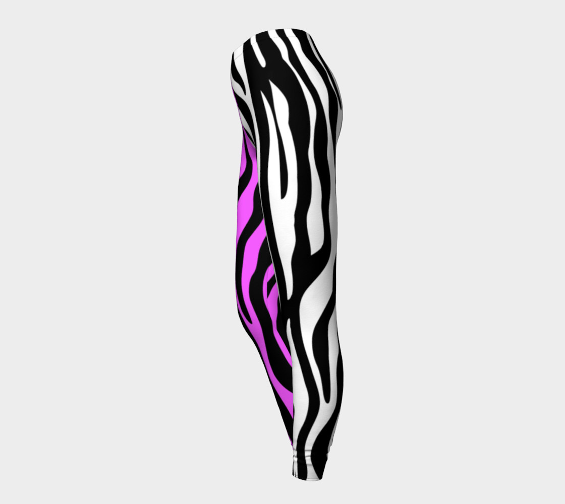 Zebra Stripes Pattern - Trend Colors Black Pink White leggings preview #3