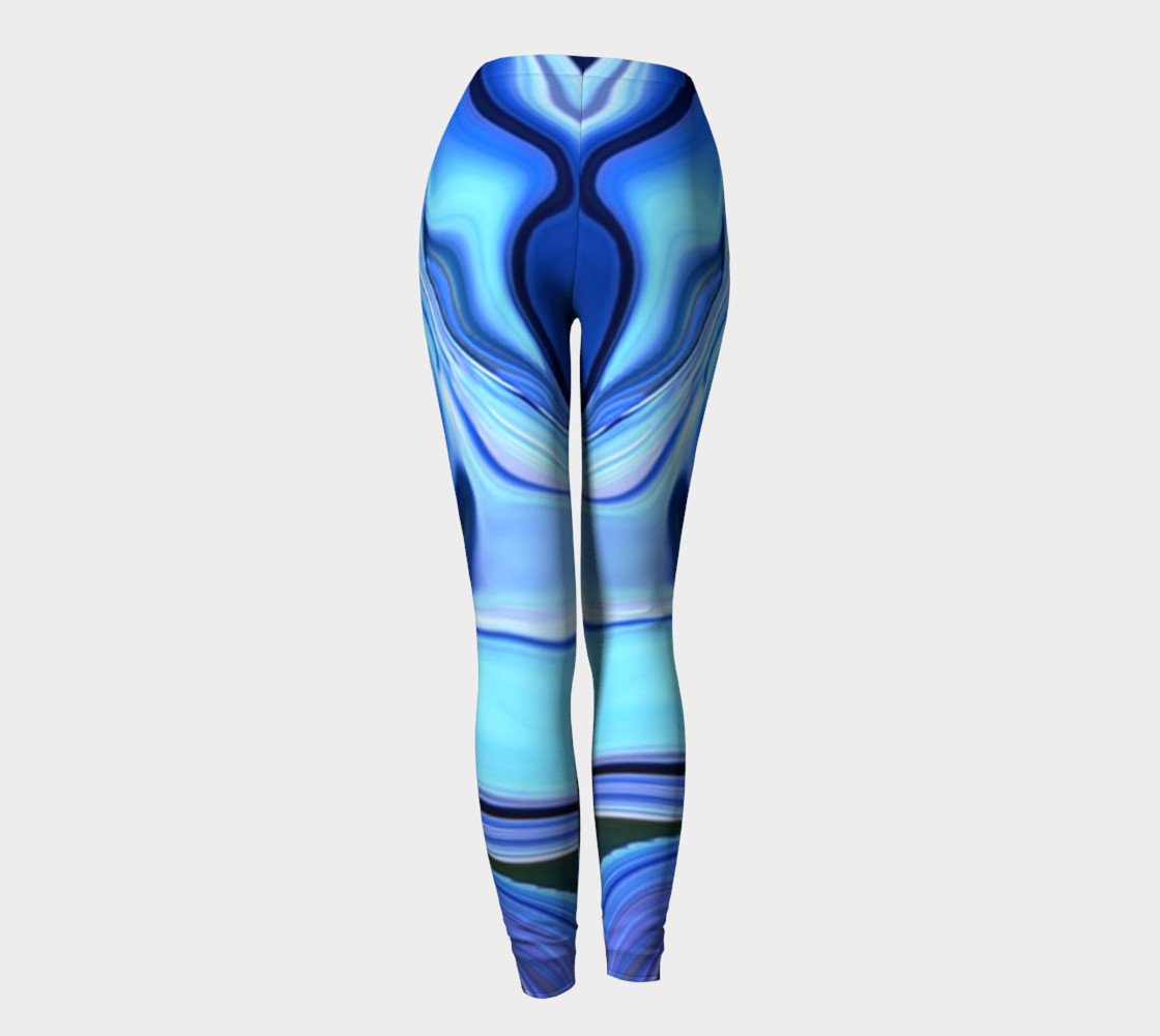 blue hydrangea abstract leggings preview #4