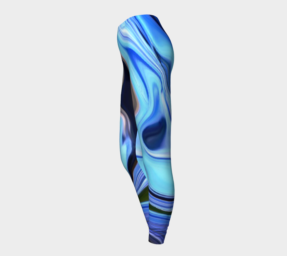 blue hydrangea abstract leggings preview #3