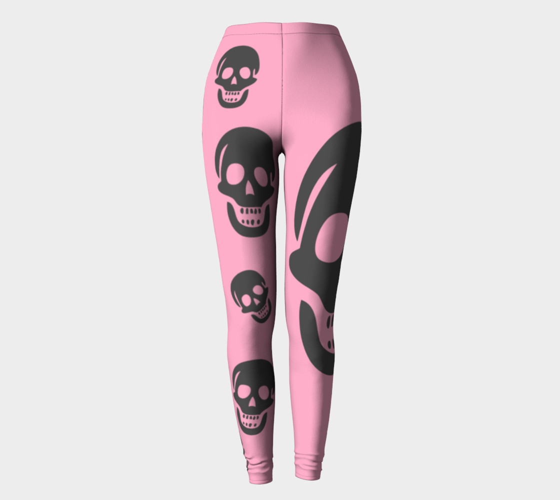 Pretty Pink Skull Leggings preview #2