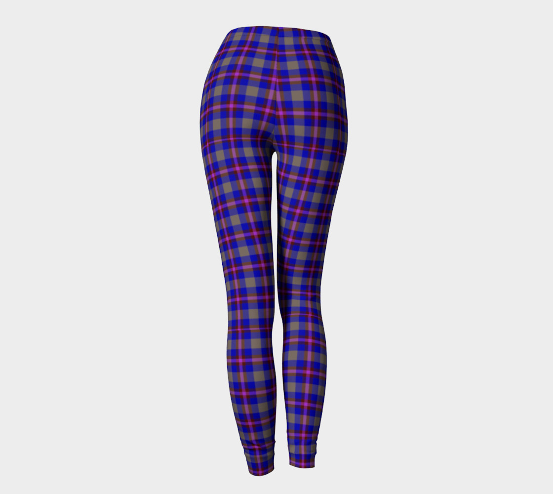 Blue, Grey, and Purple Plaid Leggings preview #4
