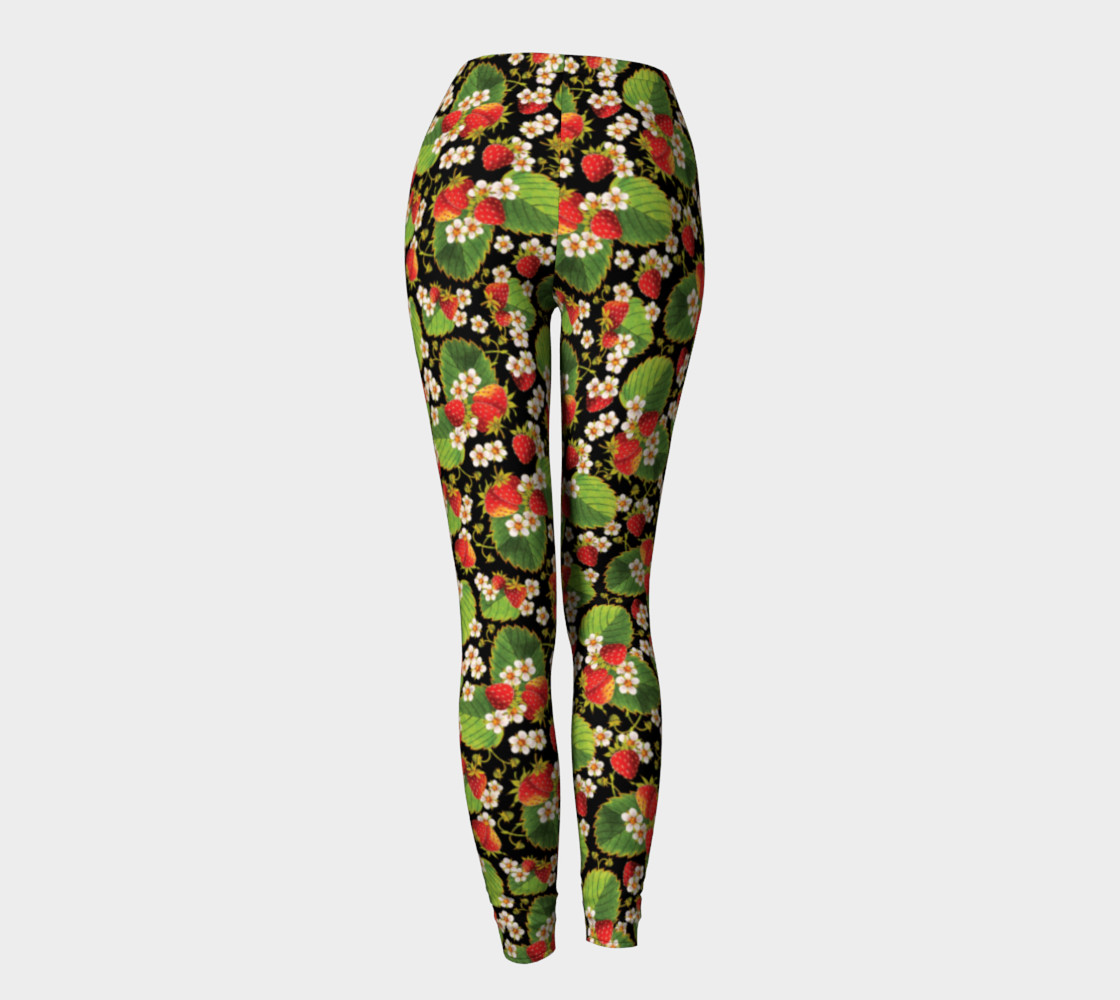 Aperçu de Strawberries on Black Ankle Leggings #4