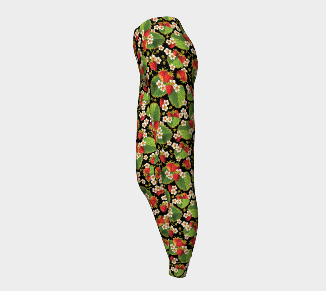 Aperçu de Strawberries on Black Ankle Leggings #3