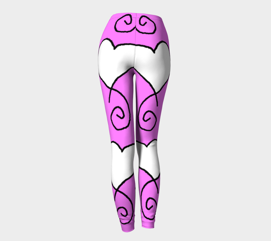 White Hearts on Pink leggings Sue 7 preview #4