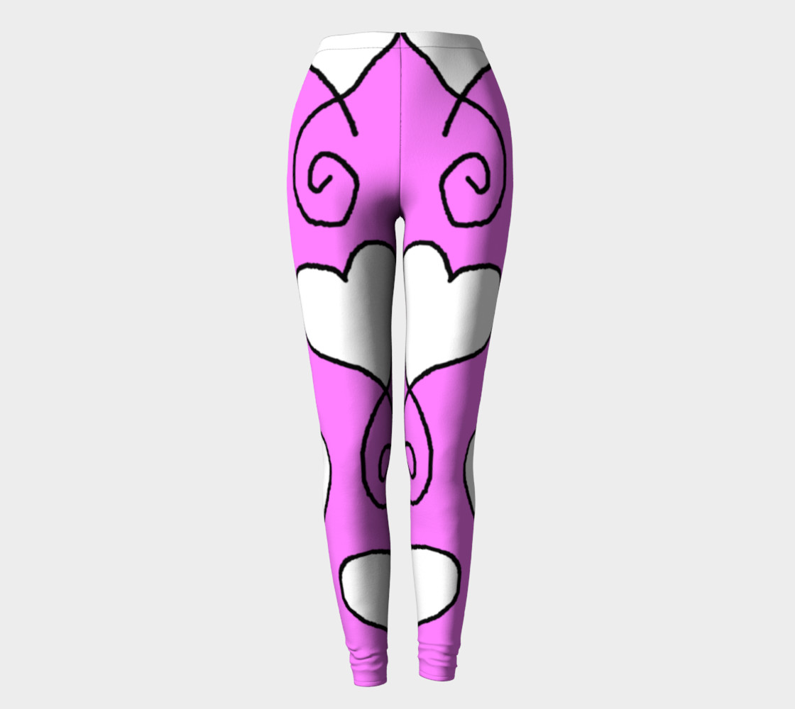 White Hearts on Pink leggings Sue 7 preview #2