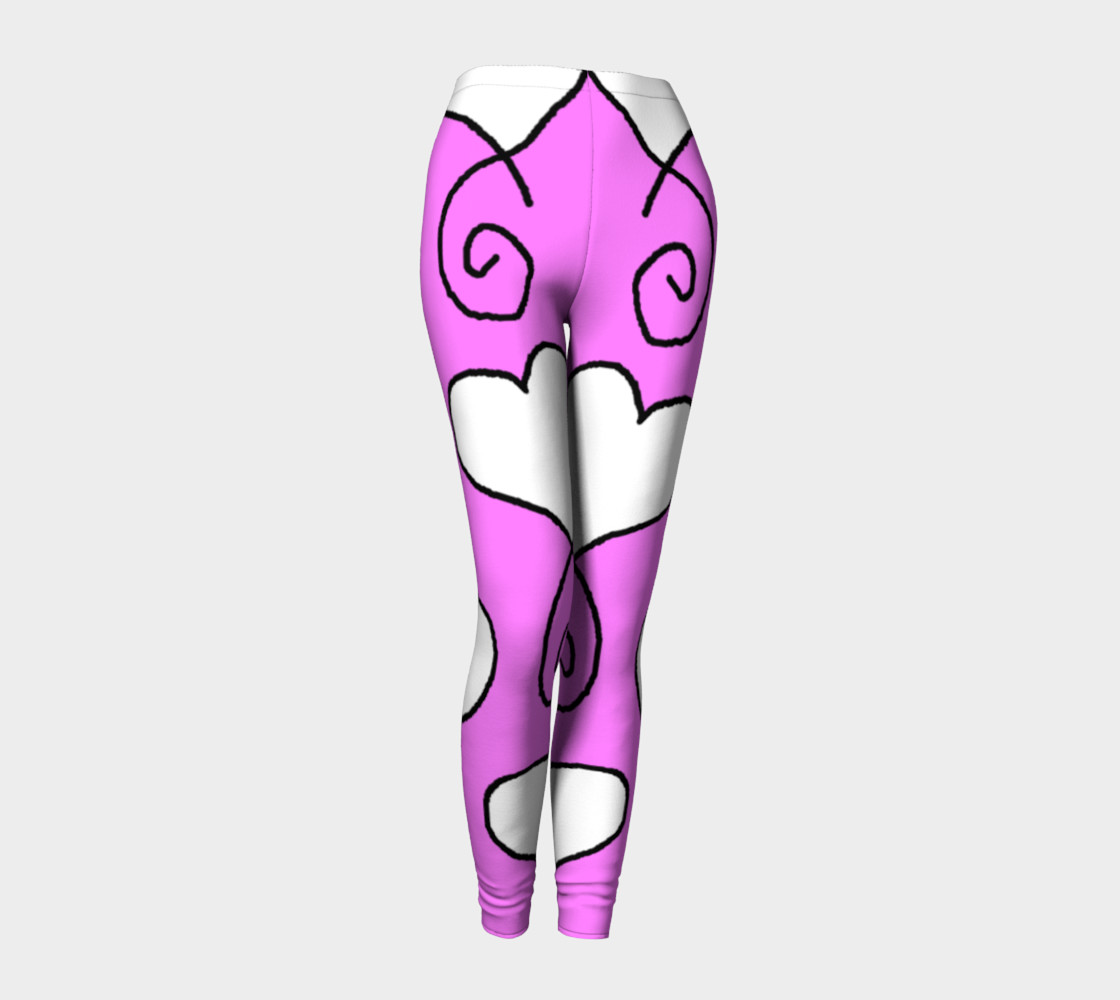 White Hearts on Pink leggings Sue 7 preview #1