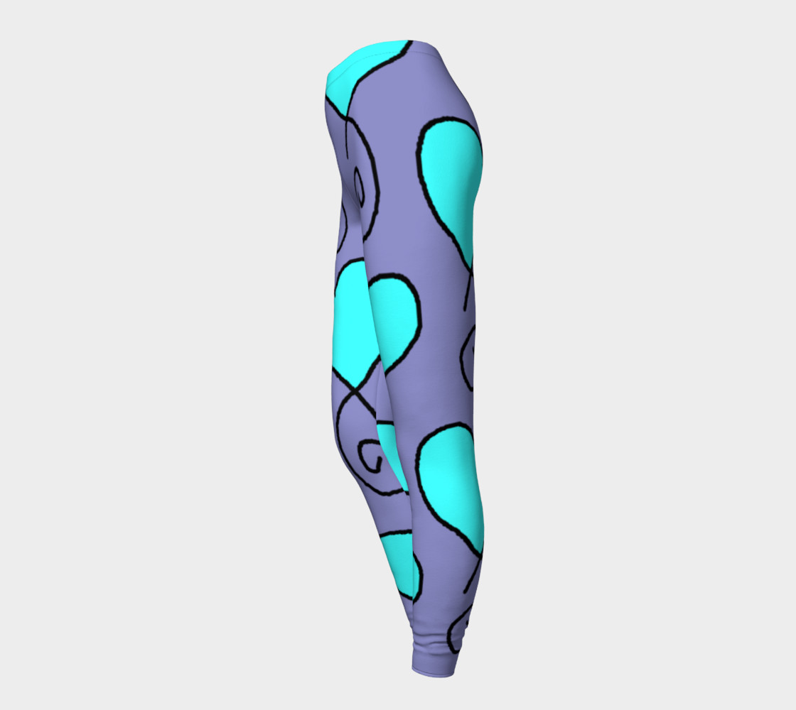 Light Blue Hearts on medium Purple Grey leggings sue 8 preview #3
