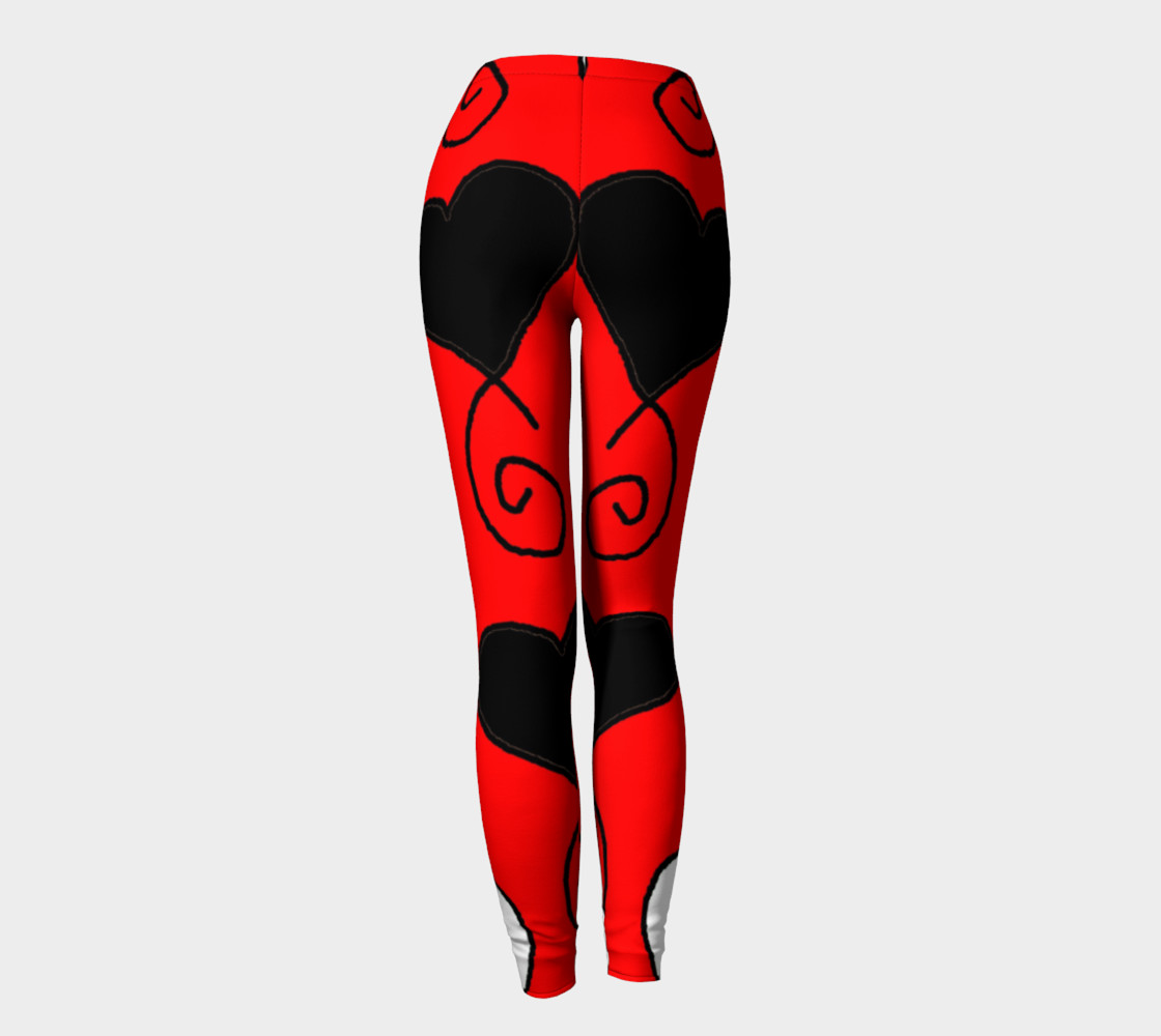 White and Black Hearts on Red leggings preview #4