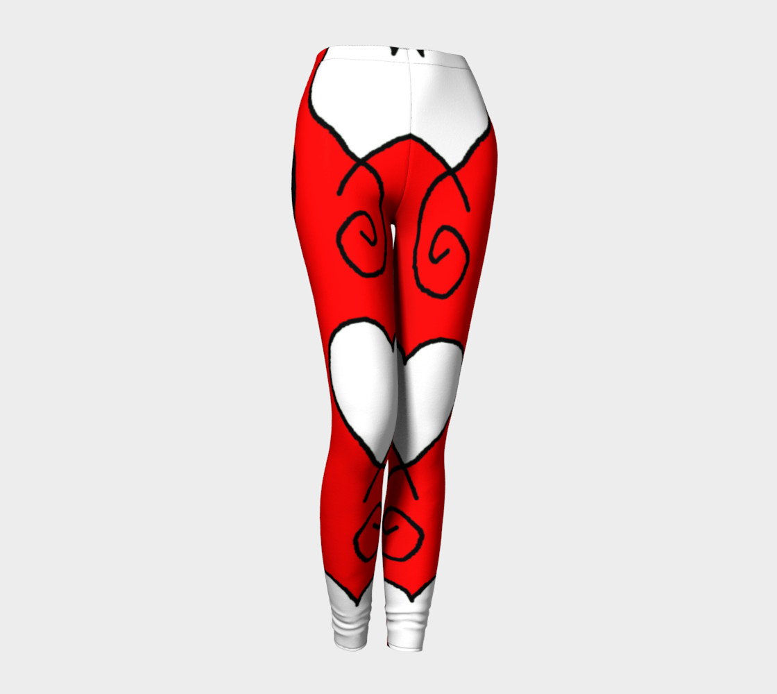 White and Black Hearts on Red leggings preview #1