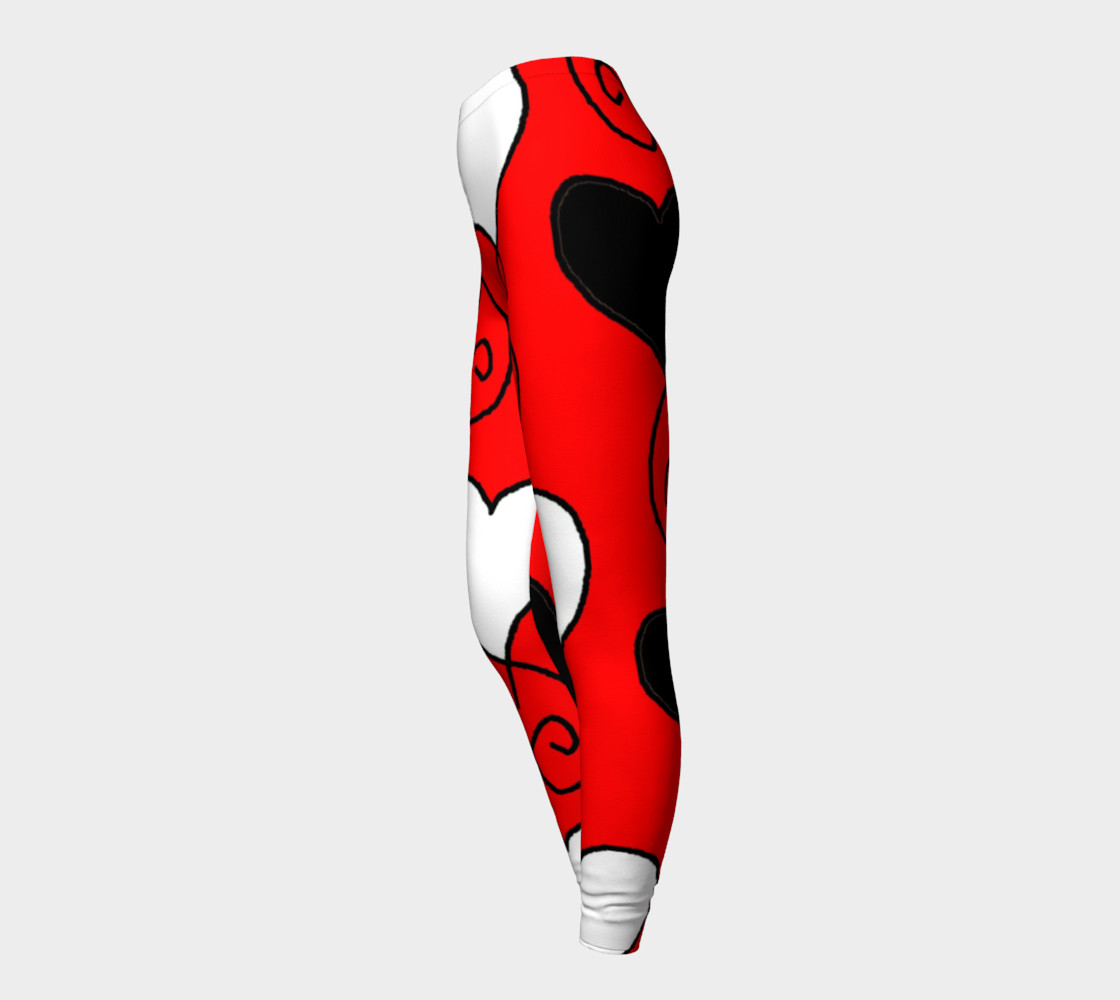 White and Black Hearts on Red leggings preview #3