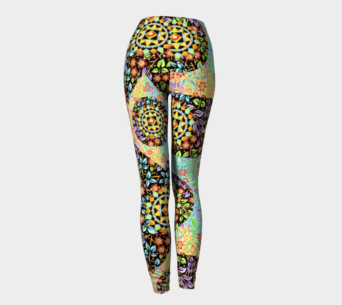 Aperçu de Filigree Floral Patchwork Ankle Leggings #4