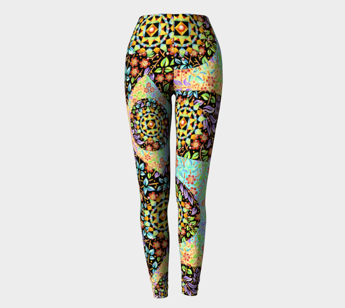 Aperçu de Filigree Floral Patchwork Ankle Leggings #2