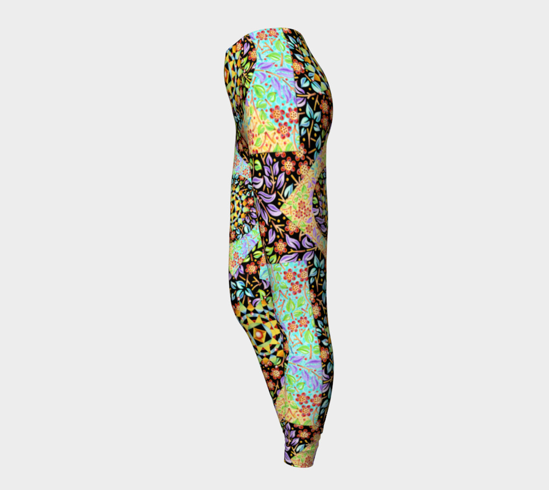 Aperçu de Filigree Floral Patchwork Ankle Leggings #3