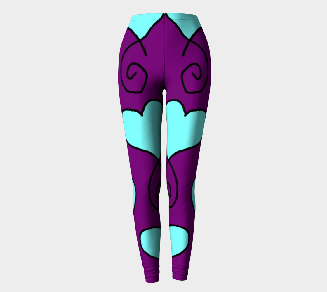 S9 Purple with Light Blue Hearts Leggings TV music funny preview #2